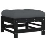 Black Pine Wood Outdoor Footstool Garden Patio Bench Ottoman Stool Chair Seat