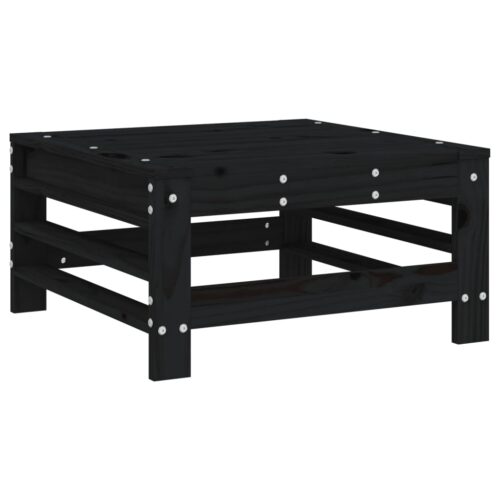 Black Pine Wood Outdoor Footstool Garden Patio Bench Ottoman Stool Chair Seat - Image 6