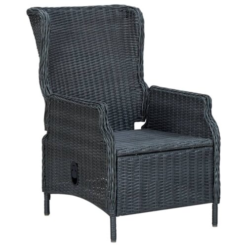 9-Piece Outdoor Dining Set with Cushions Poly Rattan Wicker Outdoor Patio Furniture Dark Grey - Image 4
