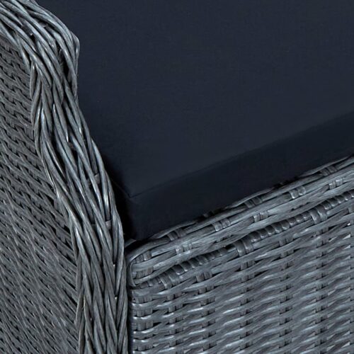 9-Piece Outdoor Dining Set with Cushions Poly Rattan Wicker Outdoor Patio Furniture Dark Grey - Image 6