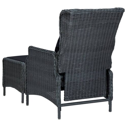 9-Piece Outdoor Dining Set with Cushions Poly Rattan Wicker Outdoor Patio Furniture Dark Grey - Image 9