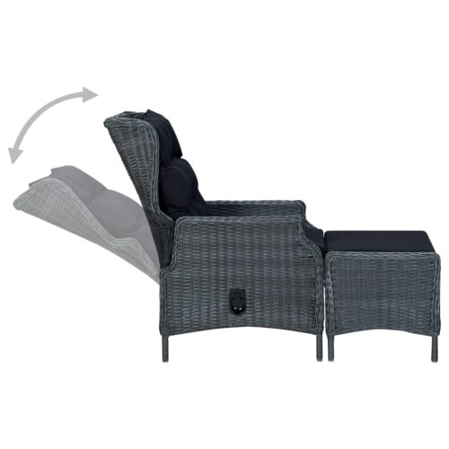 9-Piece Outdoor Dining Set with Cushions Poly Rattan Wicker Outdoor Patio Furniture Dark Grey - Image 11