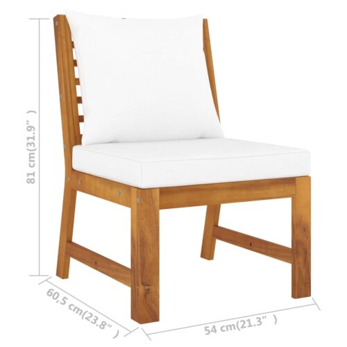 Sectional Middle Sofa with Cream Cushion Solid Acacia Wood - Image 6