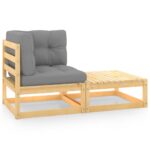 2-Piece Garden Lounge Set with Cushions Solid Pinewood