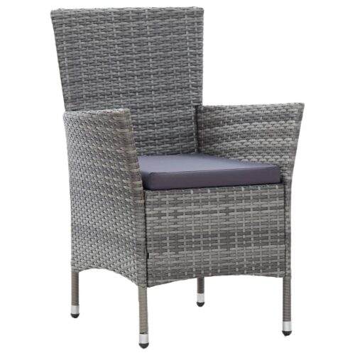 9-Piece Outdoor Dining Set with Cushions Poly Rattan Wicker Outdoor Patio Furniture Grey - Image 6