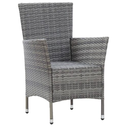 9-Piece Outdoor Dining Set with Cushions Poly Rattan Wicker Outdoor Patio Furniture Grey - Image 7