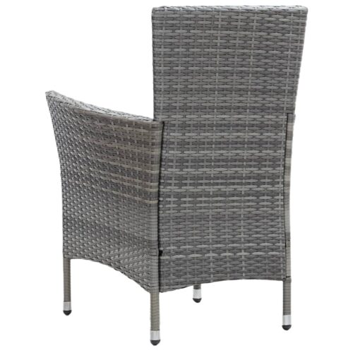 9-Piece Outdoor Dining Set with Cushions Poly Rattan Wicker Outdoor Patio Furniture Grey - Image 9