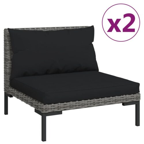 3-Piece Garden Lounge Set Dark Grey Half Round Poly Rattan - Image 3