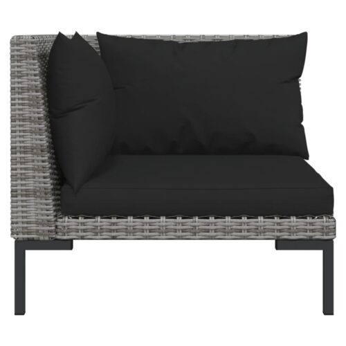 3-Piece Garden Lounge Set Dark Grey Half Round Poly Rattan - Image 4