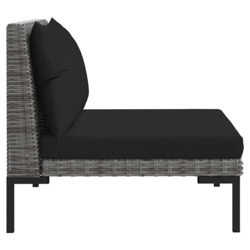 3-Piece Garden Lounge Set Dark Grey Half Round Poly Rattan - Image 8