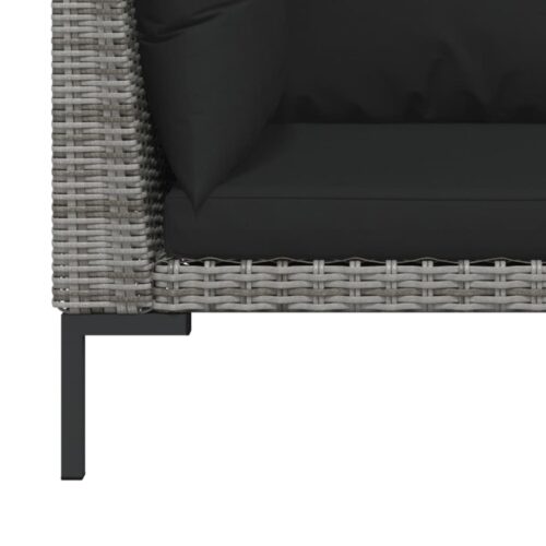 3-Piece Garden Lounge Set Dark Grey Half Round Poly Rattan - Image 10