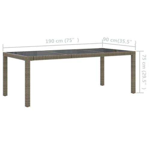 9-Piece Outdoor Dining Set with Cushions Poly Rattan Wicker Outdoor Patio Furniture Grey - Image 11
