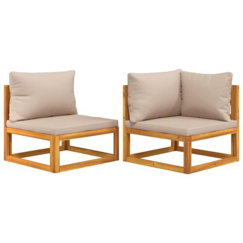 2-Piece Garden Sofa Set with Cushions Solid Wood Acacia