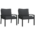 Garden Chairs with Grey Cushions 2pcs 68x76x79cm Steel