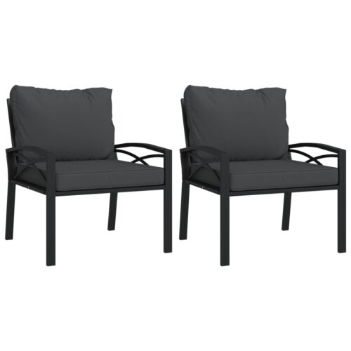 Garden Chairs with Grey Cushions 2pcs 68x76x79cm Steel