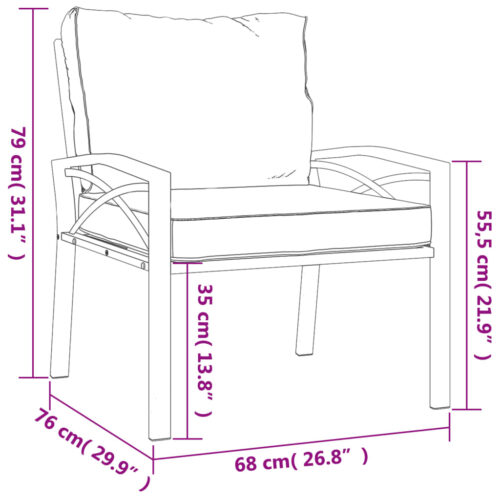 Garden Chairs with Grey Cushions 2pcs 68x76x79cm Steel - Image 9