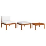 3-Piece Garden Lounge Set with Cushions Solid Acacia Wood