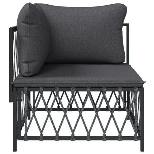 Garden Corner Sofa with Cushions Anthracite Woven Fabric - Image 3
