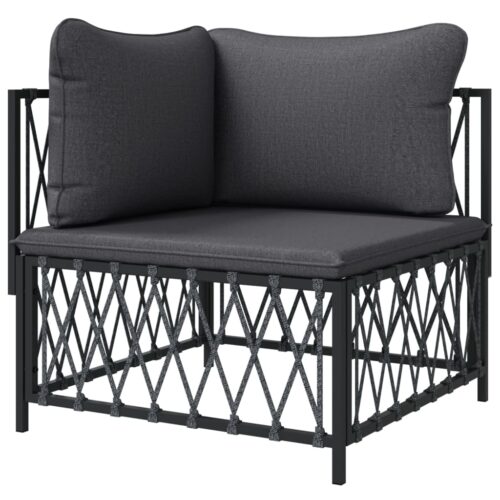 Garden Corner Sofa with Cushions Anthracite Woven Fabric - Image 4