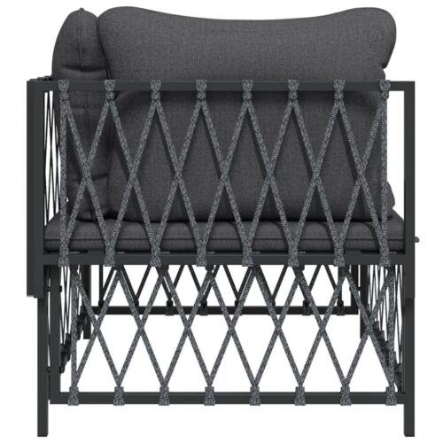 Garden Corner Sofa with Cushions Anthracite Woven Fabric - Image 5