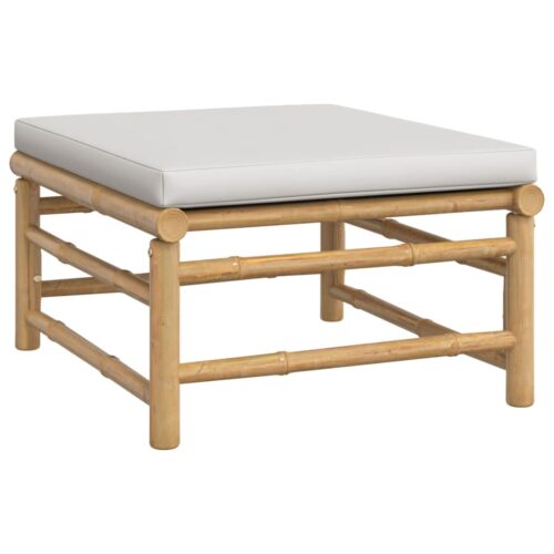 3-Piece Garden Lounge Set with Grey Cushions Bamboo - Image 5