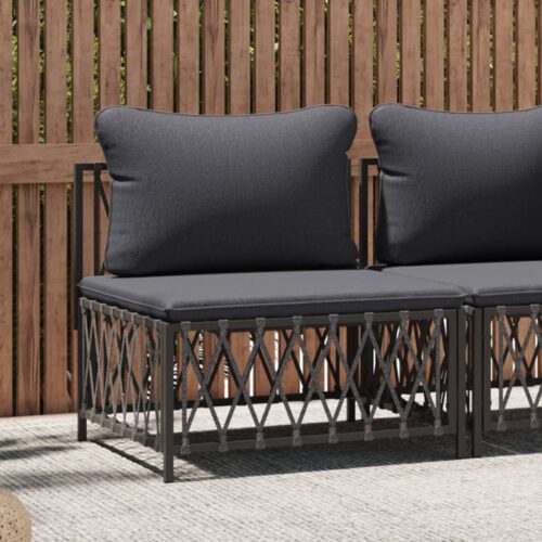 Garden Middle Sofa with Cushions Anthracite Woven Fabric - Image 2
