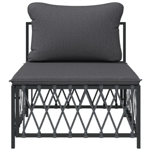 Garden Middle Sofa with Cushions Anthracite Woven Fabric - Image 3