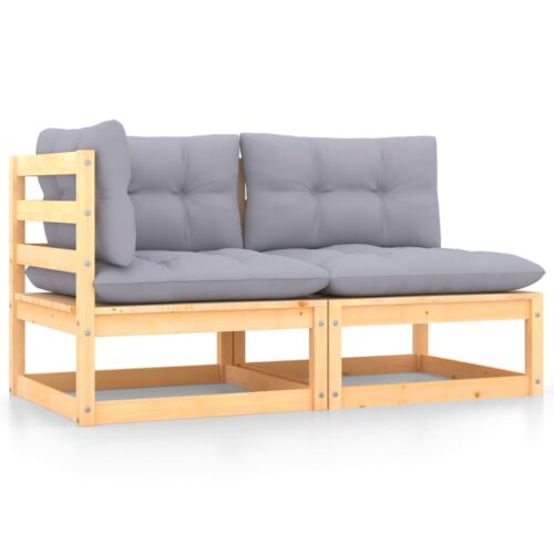 2-Piece Garden Lounge Set with Cushions Solid Pinewood