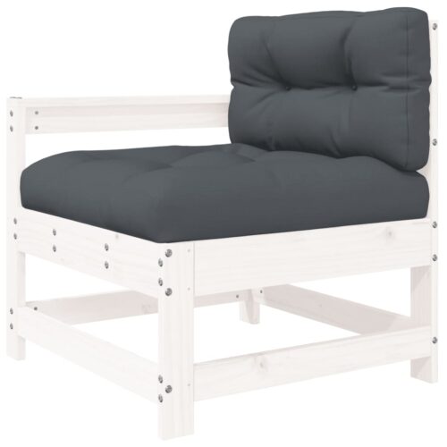 3-Piece Garden Lounge Set with Cushions White Solid Wood - Image 5