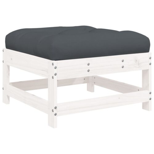 3-Piece Garden Lounge Set with Cushions White Solid Wood - Image 7
