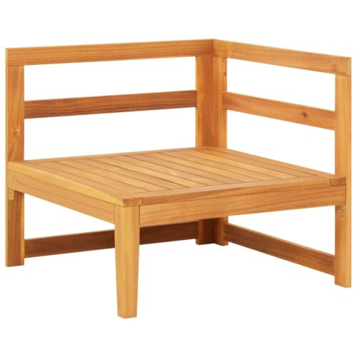 Corner Sofa with Dark Grey Cushions Solid Acacia Wood - Image 5
