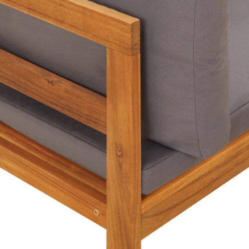 Corner Sofa with Dark Grey Cushions Solid Acacia Wood - Image 6