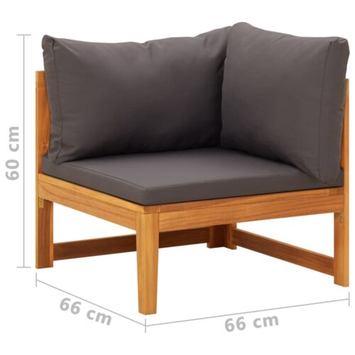 Corner Sofa with Dark Grey Cushions Solid Acacia Wood - Image 8