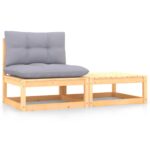 2-Piece Garden Lounge Set with Cushions Solid Pinewood