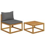 2-Piece Garden Sofa Set with Cushion Solid Acacia Wood