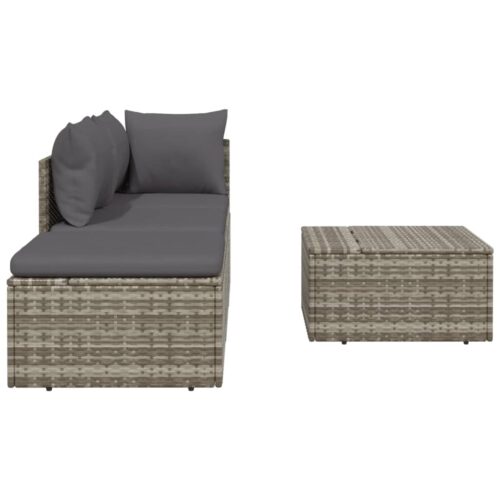 4-Piece Garden Lounge Set with Cushions Grey Poly Rattan - Image 5