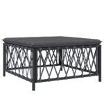 Anthracite Woven Fabric Outdoor Footstool Garden Patio Bench Ottoman Chair Seat