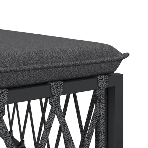 Anthracite Woven Fabric Outdoor Footstool Garden Patio Bench Ottoman Chair Seat - Image 5