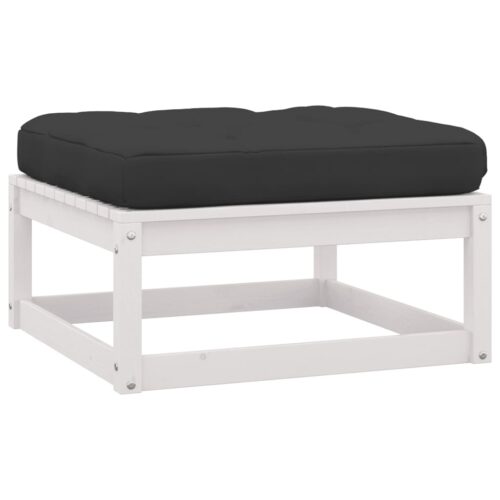 2pcs Outdoor Footstool Garden Patio Bench Ottoman Chair Seat Pine Wood White - Image 4