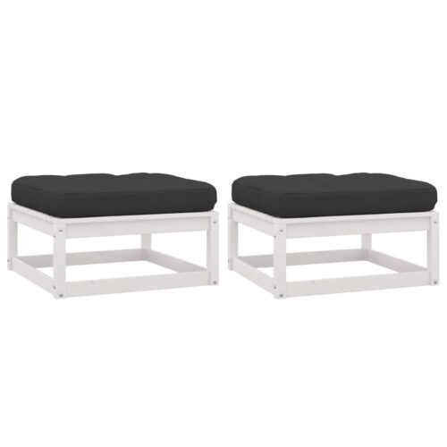 2pcs Outdoor Footstool Garden Patio Bench Ottoman Chair Seat White Pine Wood