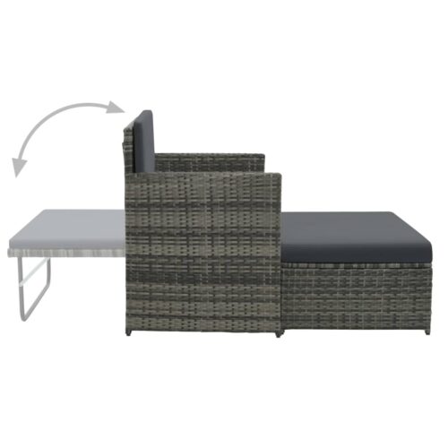 2-Piece Garden Lounge Set with Cushions Poly Rattan Grey - Image 3