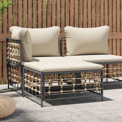 Wicker Rattan Outdoor Footstool Garden Patio Bench Ottoman Chair Seat - Image 2
