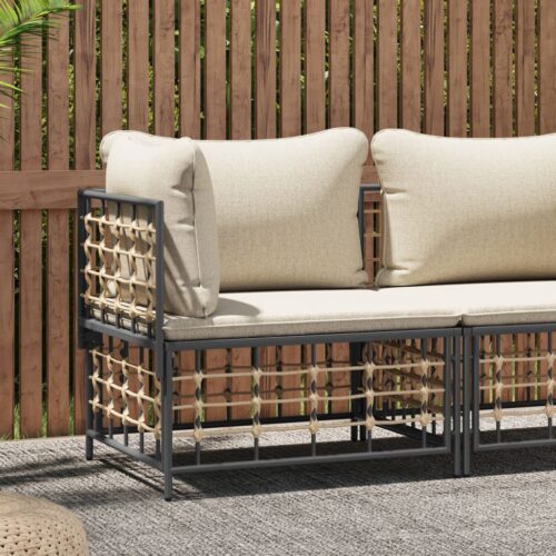 Garden Corner Sofa with Beige Cushions Poly Rattan - Image 2