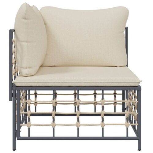 Garden Corner Sofa with Beige Cushions Poly Rattan - Image 3