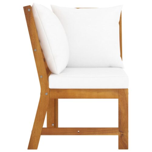 3-Piece Garden Lounge Set with Cream Cushion Solid Acacia Wood - Image 5