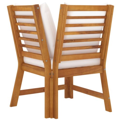 3-Piece Garden Lounge Set with Cream Cushion Solid Acacia Wood - Image 6