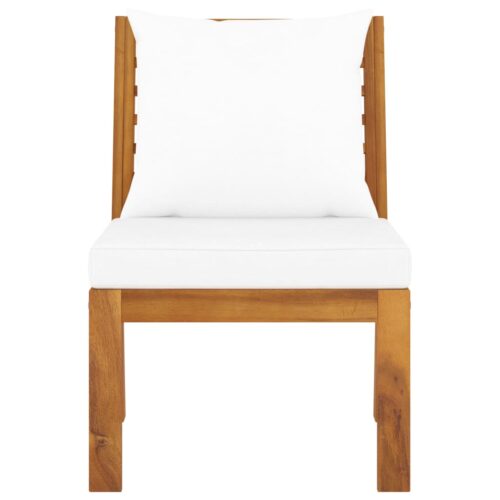 3-Piece Garden Lounge Set with Cream Cushion Solid Acacia Wood - Image 10