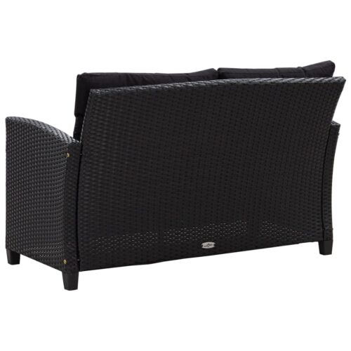 6-Piece Garden Sofa Set with Cushions Poly Rattan Black - Image 4