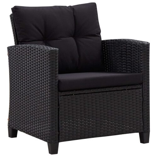6-Piece Garden Sofa Set with Cushions Poly Rattan Black - Image 5