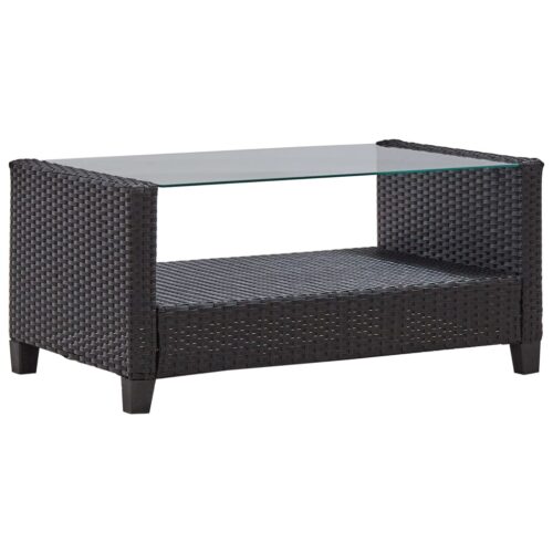 6-Piece Garden Sofa Set with Cushions Poly Rattan Black - Image 10